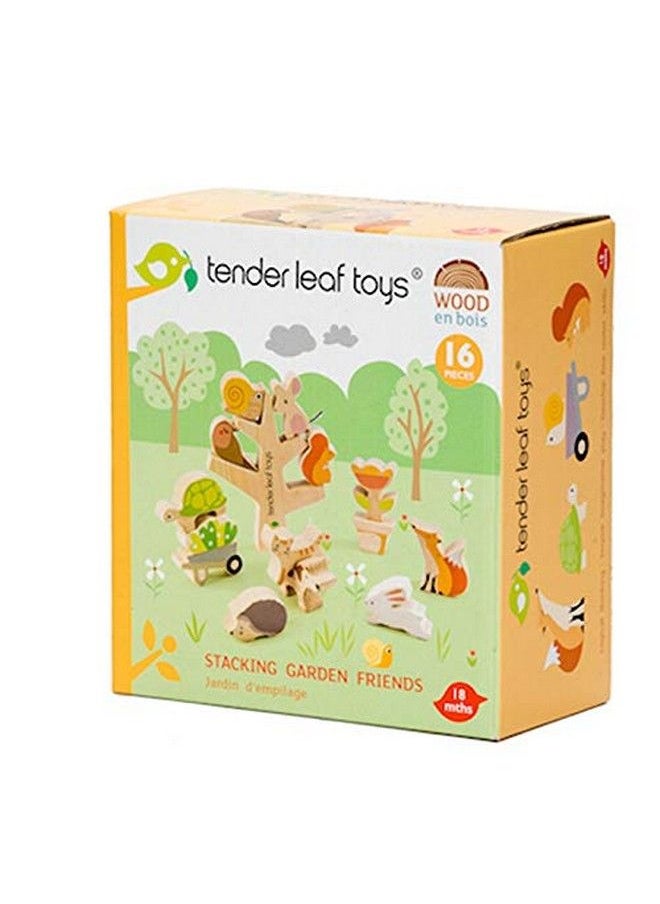 Tender Leaf Toys Stacking Garden Friends 14 Piece Wooden Stacking And Balancing Toy & Educational Game With Free Travel Bag Stem Toy Early Learning Develops Strategic Thinking & Fine Motor Skills Kids 18+ Months  - Image 4