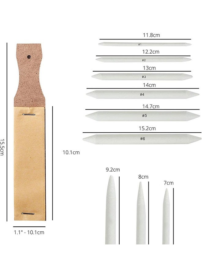 LENND - 13 PCS Blending Stumps and Tortillions Paper Art Blenders ,with Sandpaper Pencil Sharpener Pointer for Student Artist Charcoal Sketch Drawing Tools - Image 1