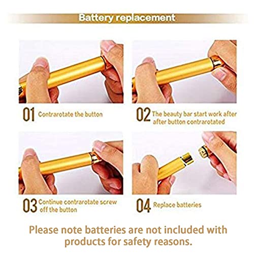 Veentus 2 in 1 Energy Beauty Bar Electric Vibration Facial Massage V shape Roller Waterproof Face Skin Care T-Shaped Anti Wrinkle Massager for Forehead Cheek Neck Clavicle Arm (Gold Colour) - Image 3