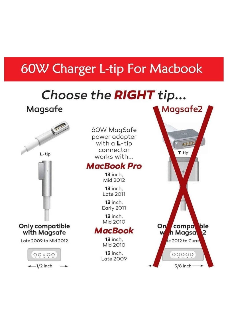 Generic - 60W 16.5V 3.65A Replacement Magsafe AC Power Adapter Charger for Apple 13in MacBook Pro - Image 1