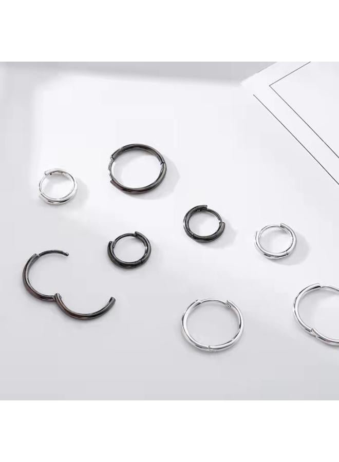 S925 Sterling Silver Solid Circle Earrings Men's And Women's Small Earrings Akri With Black Earrings 8k Gold Earrings 
