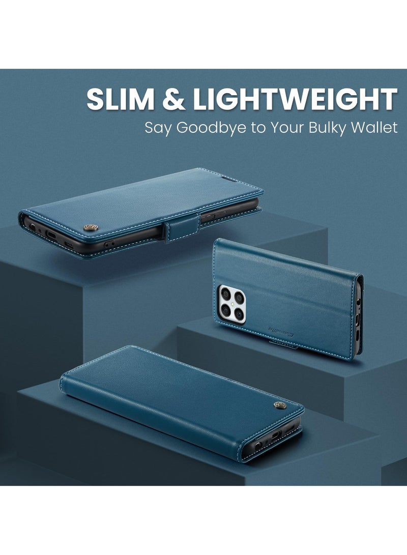 CaseMe Phone Case Luxury PU Leather Design Anti Fingerprint 023 Flip Cover Card Slot Holder Cover For Honor X8 (Blue) - Image 2