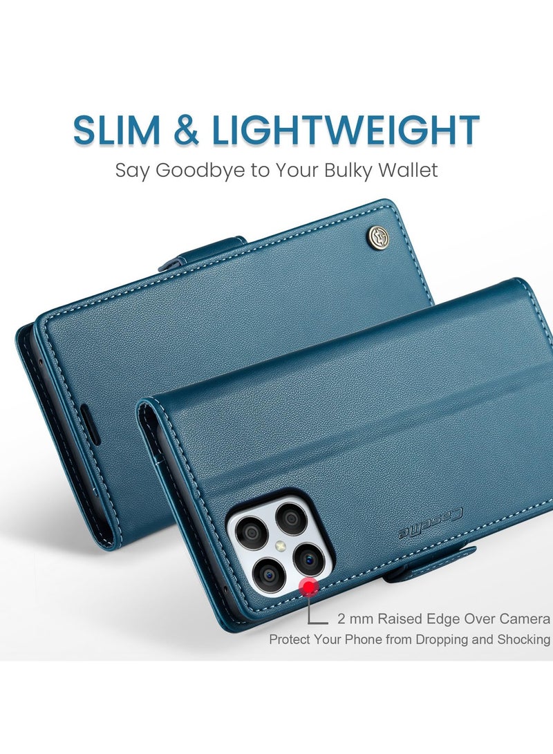 CaseMe Phone Case Luxury PU Leather Design Anti Fingerprint 023 Flip Cover Card Slot Holder Cover For Honor X8 (Blue) - Image 5