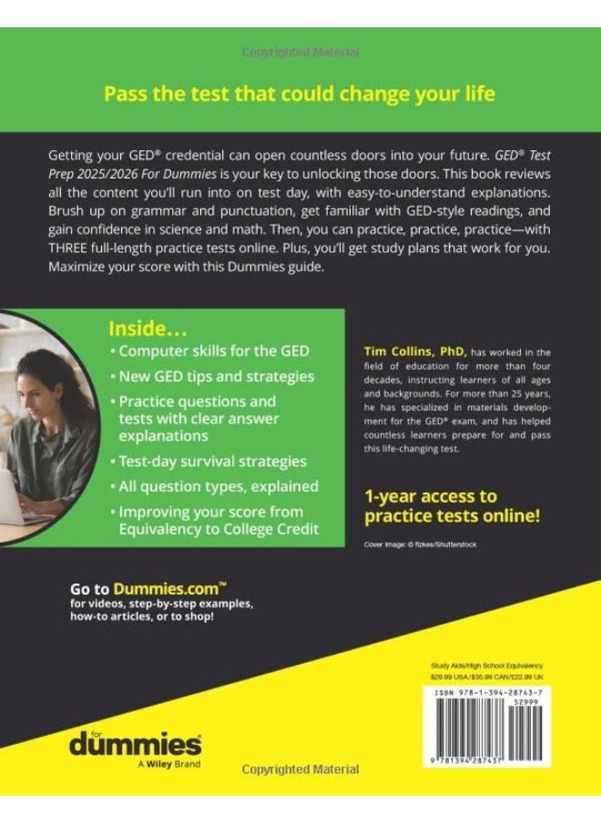 GED Test Prep 2025/2026 For Dummies: Book + 3 Practice Tests Online  - Image 2