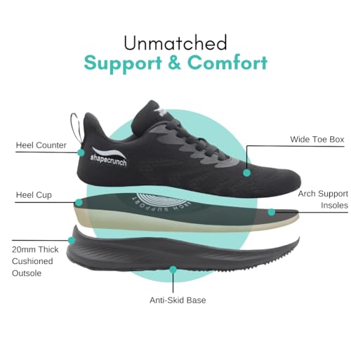 SHAPECRUNCH Arch Support Shoes with Soft Cushioned Insoles for Men for Walking and Running - Comfortable and Stylish (Black, UK Footwear Size System, Adult, Men, Numeric, Medium, 12) - Image 5