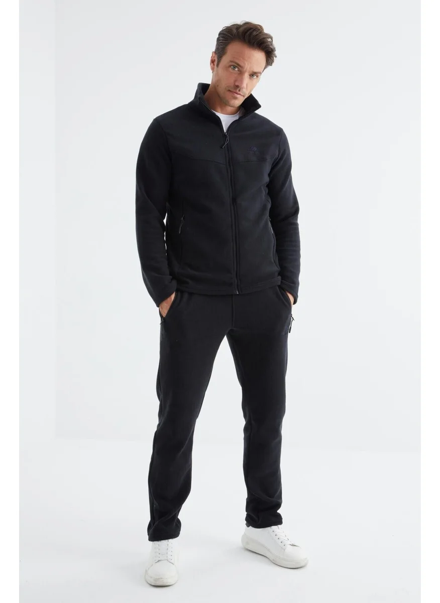 Tommy Life Navy Blue Stand Collar Basic Men's Polar Fleece Tracksuit - 85193