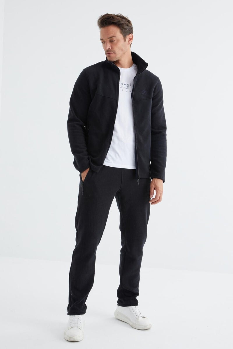 Tommy Life Navy Blue Stand Collar Basic Men's Polar Fleece Tracksuit - 85193  - Image 5