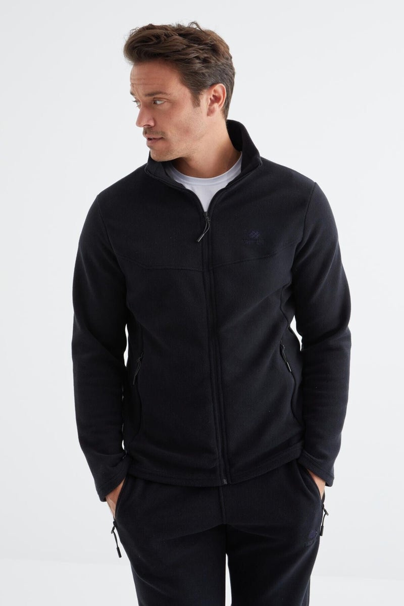 Tommy Life Navy Blue Stand Collar Basic Men's Polar Fleece Tracksuit - 85193  - Image 4