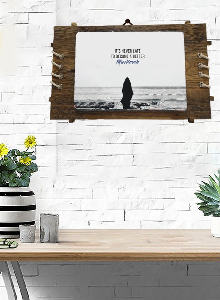 Service Zone Protective Printed White Rectangle Shape Marble Photo Frame for Table Top Its Never Late To Became A Better Muslimah  - Image 2