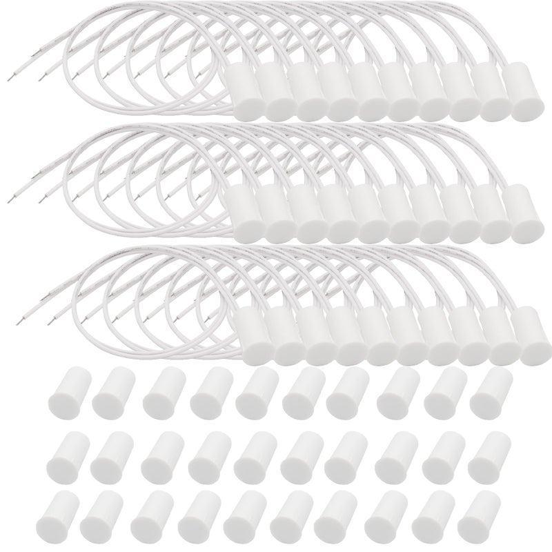 FOCMKEAS 30PCS Recessed Wired Security Window Door Contact Sensor Normally Closed NC Door Alarm Magnetic Reed Switch with 2 Wire ABS White RC33 - Image 2