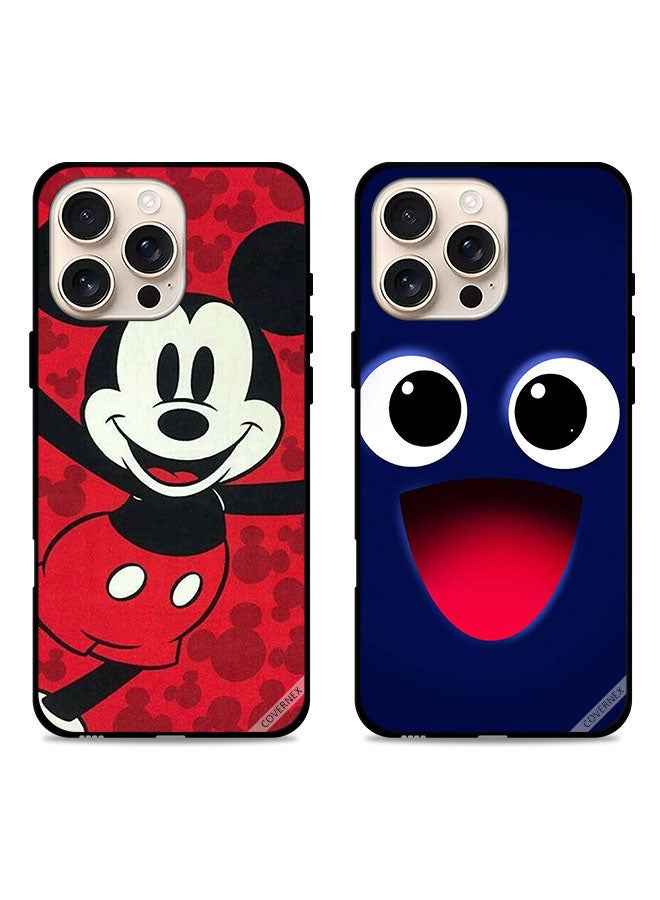 Covernex Two Cases For Apple iPhone 16 Pro Max Protective Covers Happy Smiley and Happy Mickey Mouse  - Image 1