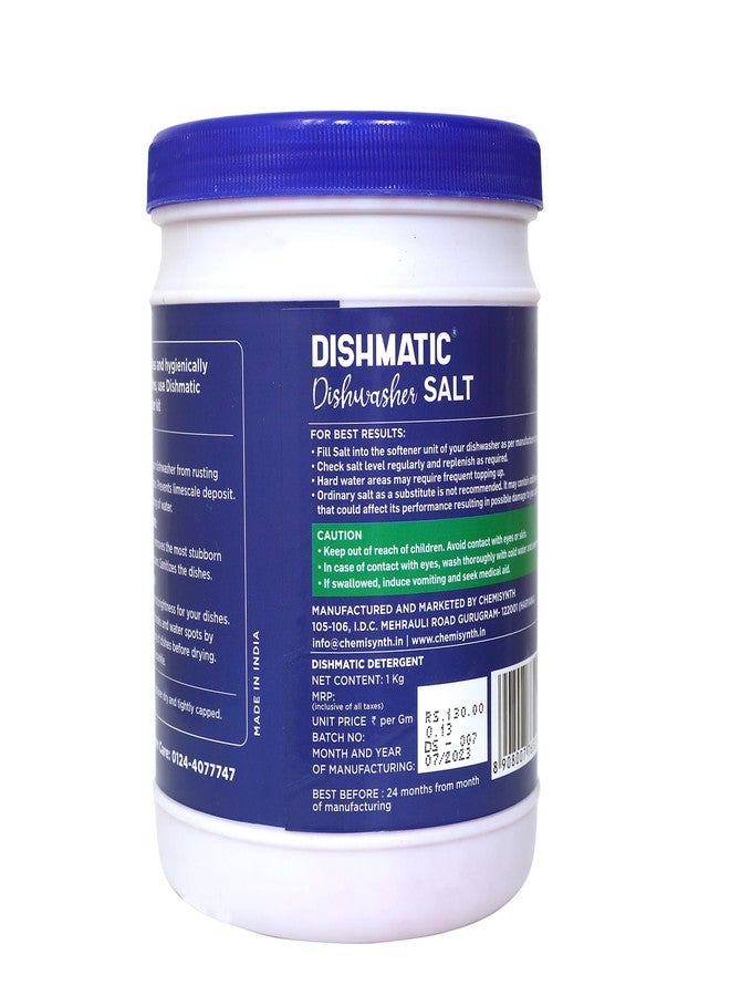 Dishmatic ملح سائل غسيل الأطباق ديشماتيك ومساعد الشطف [عبوتان سعة 250 مل + 1 كجم] | عبوة كومبو عادية من سائل غسيل الأطباق الأوتوماتيكي ومسحوق الملح لأطباق نظيفة لامعة - Image 5
