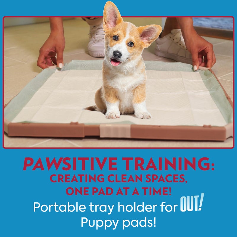 OUT! PetCare Pee Pad Holder Tray, Puppy Pads, Dog Pee Pad Tray, Puppy Essentials, Raised Edges, Portable, Dog Training, Housebreaking Essentials, Cleaning Supplies, Floor Protection, 21x21 - Image 3