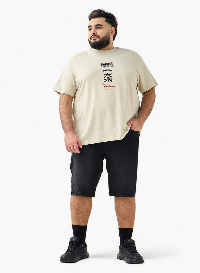 ماكسيم تيشيرت رجالي بطبعة ناروتو شيبودن بياقة دائرية وأكمام قصيرة بقصة عادية