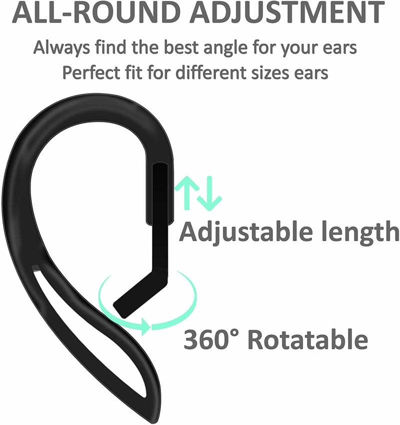 JNSA AirPod Ear Hooks Anti-Slip Anti-Drop Earhooks Compatible with AirPods 3/2 / 1/ Pro,Black - Image 2