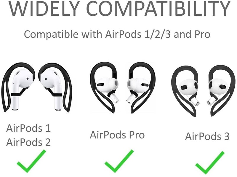 JNSA AirPod Ear Hooks Anti-Slip Anti-Drop Earhooks Compatible with AirPods 3/2 / 1/ Pro,Black - Image 1