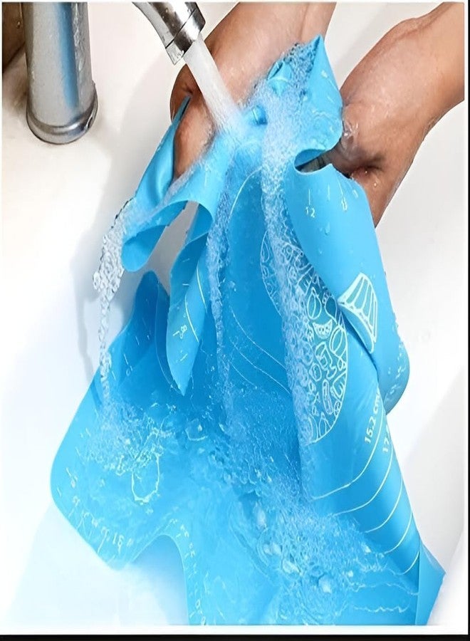 Lukzer Large Silicone Fondant Rolling Mat – 50x40cm, Non-Stick Kneading Pad for Roti, Dough, Chapati, Cake, Atta – Stretchable, Washable & Heat-Resistant Baking Sheet (Blue) CH-030-1 - Image 5