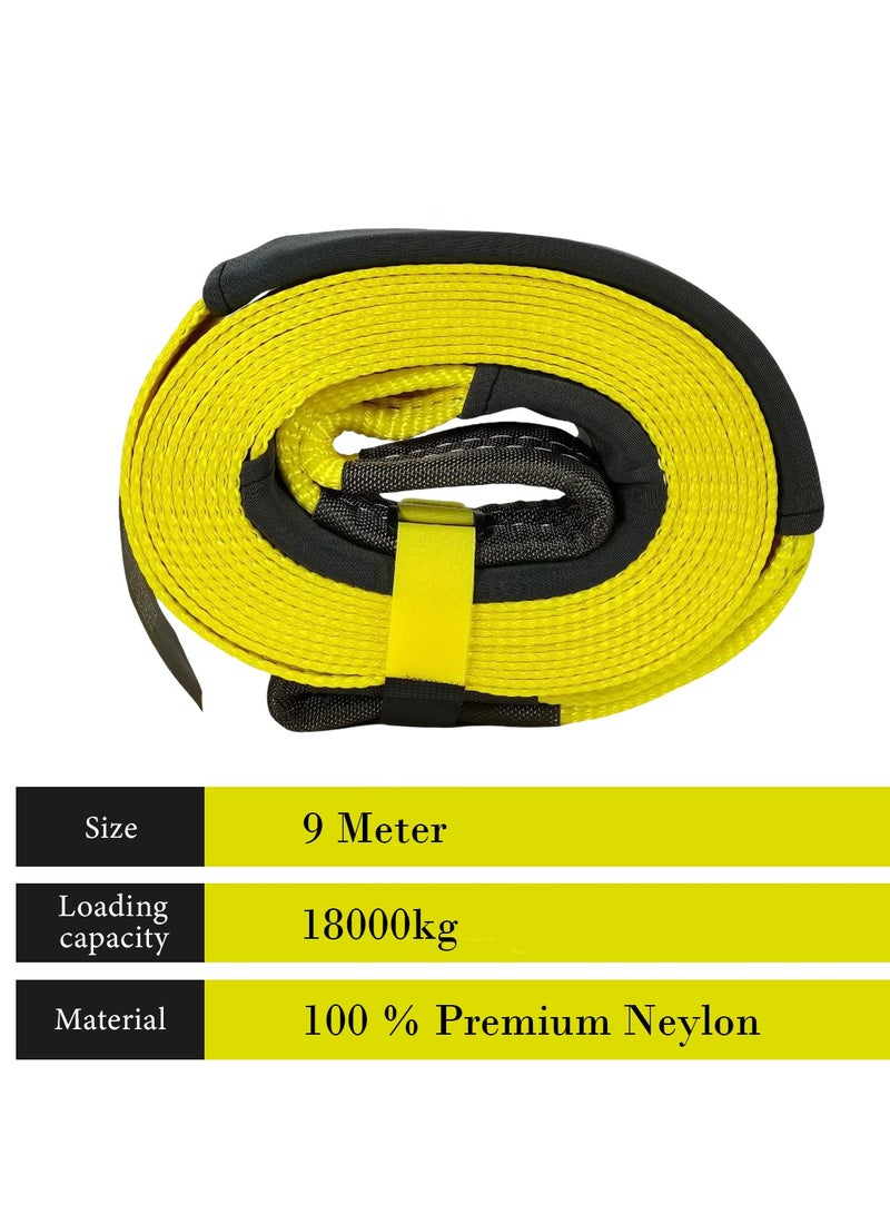 Agc AGC TR001 Heavy Duty Tow Strap 9M x 11CM, 18000KG (18 Ton) Breaking Strength, 100% Premium Nylon Recovery Rope with Reinforced Loop Ends & Reflective Strips, for Towing Cars, SUVs, Pickups, Minivans, Utility Vans on Pavement, Grass, Dirt & Off-Road Use  - Image 2