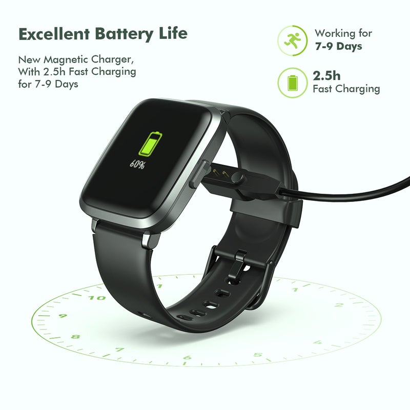 205U Smart Watch 2020 Ver.Black Fitness Tracker Blood Pressure Monitor Blood Oxygen Meter Heart Rate Monitor IP68 Waterproof, Smartwatch Compatible with iPhone Samsung Android Phones - Image 5