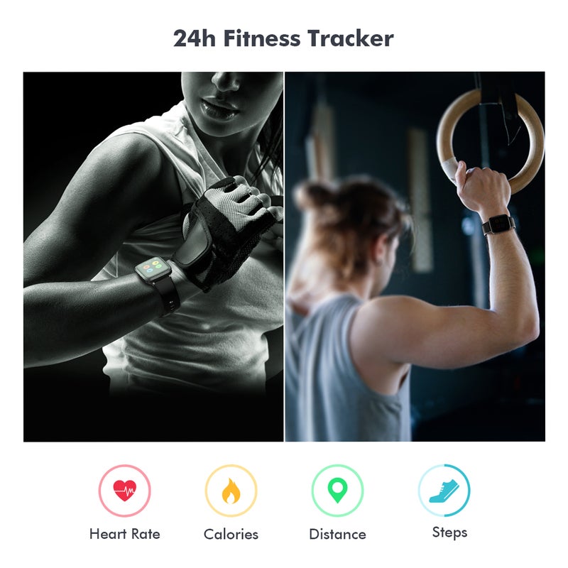 205U Smart Watch 2020 Ver.Black Fitness Tracker Blood Pressure Monitor Blood Oxygen Meter Heart Rate Monitor IP68 Waterproof, Smartwatch Compatible with iPhone Samsung Android Phones - Image 2