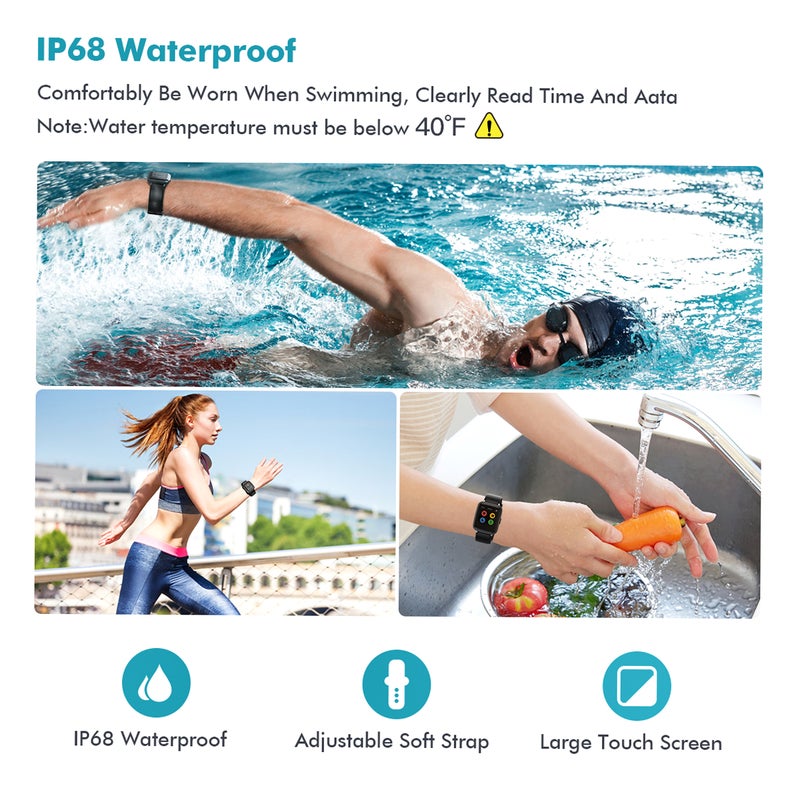 205U Smart Watch 2020 Ver.Black Fitness Tracker Blood Pressure Monitor Blood Oxygen Meter Heart Rate Monitor IP68 Waterproof, Smartwatch Compatible with iPhone Samsung Android Phones - Image 4