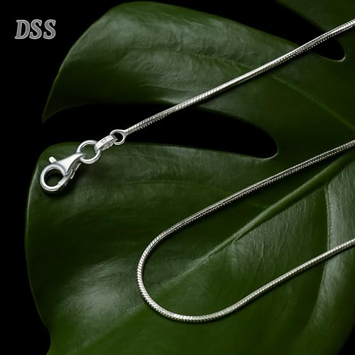 Designer Sterling Silver DSS 925 Sterling Silver Necklace for Women, 8 Sided Snake Chain 1mm, Lobster Claw Clasps, Sterling Silver Chain, Italian Jewelry for Women, 18in - Made in Italy - Image 4