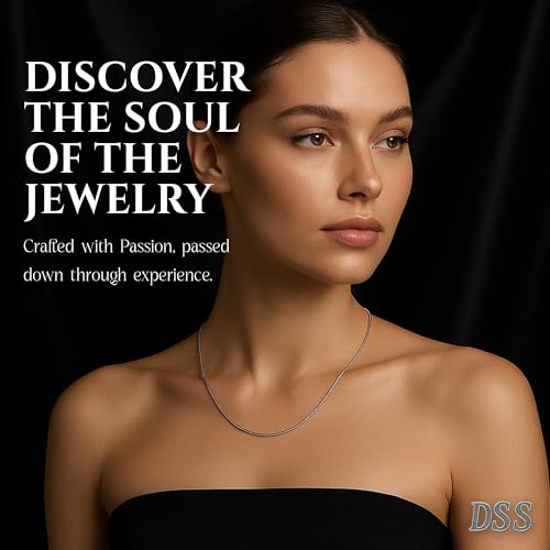 Designer Sterling Silver DSS 925 Sterling Silver Necklace for Women, 8 Sided Snake Chain 1mm, Lobster Claw Clasps, Sterling Silver Chain, Italian Jewelry for Women, 18in - Made in Italy - Image 5