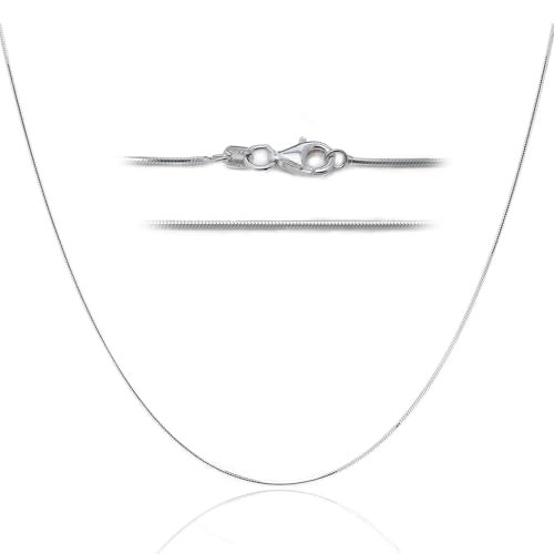 Designer Sterling Silver DSS 925 Sterling Silver Necklace for Women, 8 Sided Snake Chain 1mm, Lobster Claw Clasps, Sterling Silver Chain, Italian Jewelry for Women, 18in - Made in Italy - Image 1