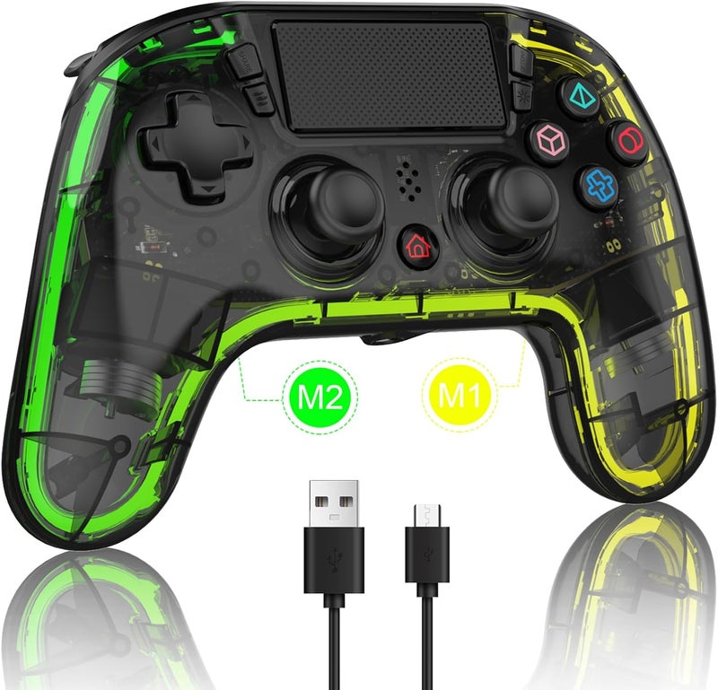 HONGHAO Custom Controllers For PS4 with Hall Trigger and 8 Color Changing LED Lights, Wireless PS4 Remote Dual 4 Shock Aimbot Joystick Controller for Playstation 4 (Brown) - Image 1