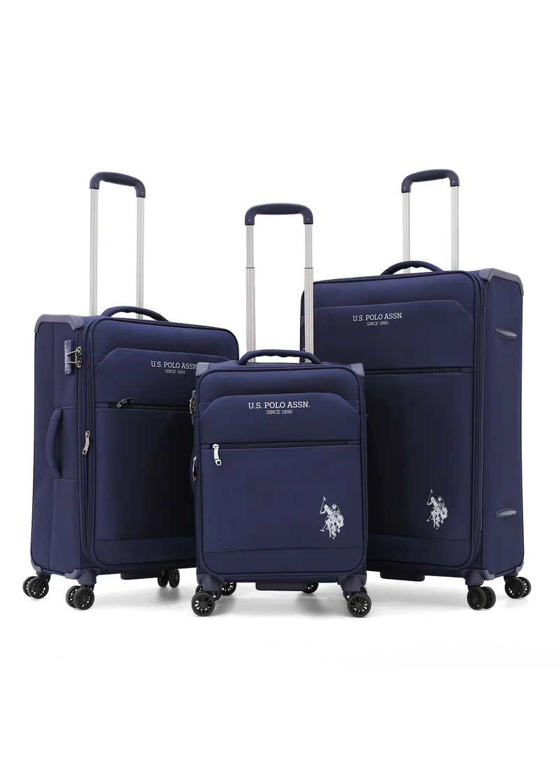 يو اس بولو اسن U.S. Polo Assn. 3-Piece Softshell Luggage Set | 20" 24" 28" Spinner Suitcases with TSA Lock - Complete Travel System