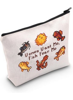 WCGXKO WCGXKO Valley Video Game Gift Bag for Women - Fish Fear Me Makeup Bag for Gamer Gift Lovers 