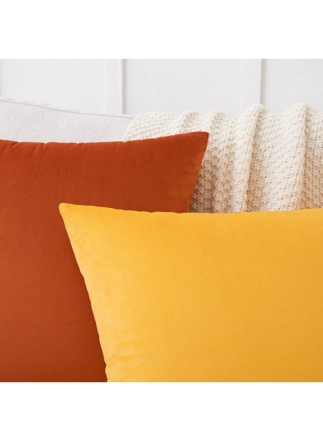 Mixhug Set of 2 Cozy Velvet Square Decorative Throw Pillow Covers for Couch and Bed, Burnt Orange, 18 x 18 Inches - Image 4