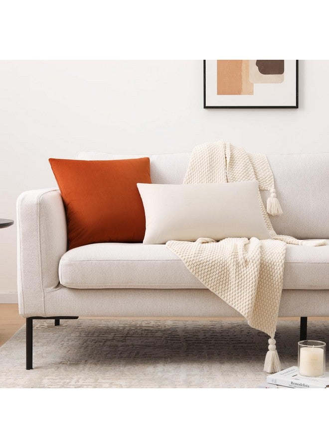 Mixhug Set of 2 Cozy Velvet Square Decorative Throw Pillow Covers for Couch and Bed, Burnt Orange, 18 x 18 Inches - Image 5
