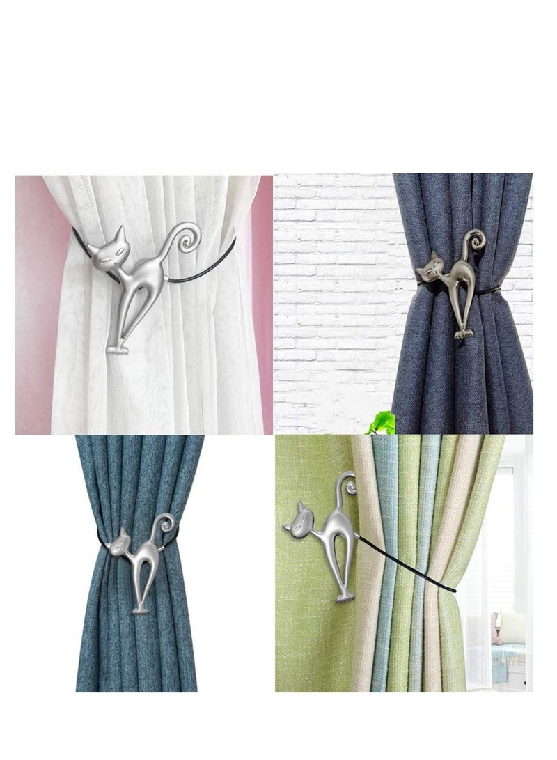 Zikra Magnetic Curtain Tiebacks, 2 Pieces Cute Cat Magnetic Curtain Tiebacks Curtain Clips Rope Holdbacks Curtain Holder Buckles with Strong Durable Magnet for Home Office Dorm - Image 2