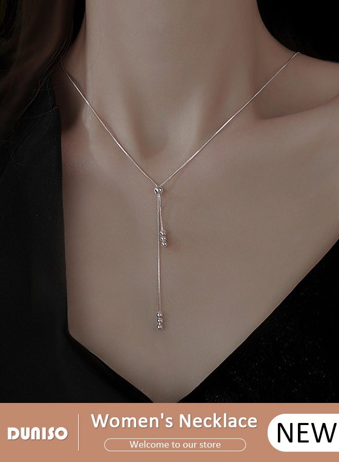 DUNISO 925 Pure Silver Necklace, Fashion Dainty Necklace, Jewelry Hypoallergenic Necklace,  Ideal Gift for Women, Girls, Valentines, Mother's Day, Birthday Gifts  - Image 1