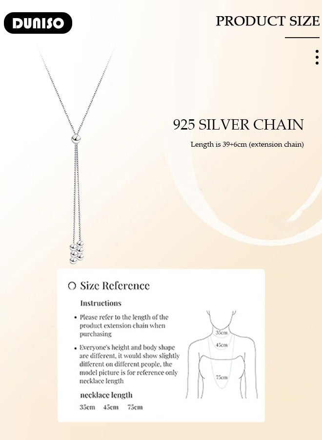 DUNISO 925 Pure Silver Necklace, Fashion Dainty Necklace, Jewelry Hypoallergenic Necklace,  Ideal Gift for Women, Girls, Valentines, Mother's Day, Birthday Gifts  - Image 4