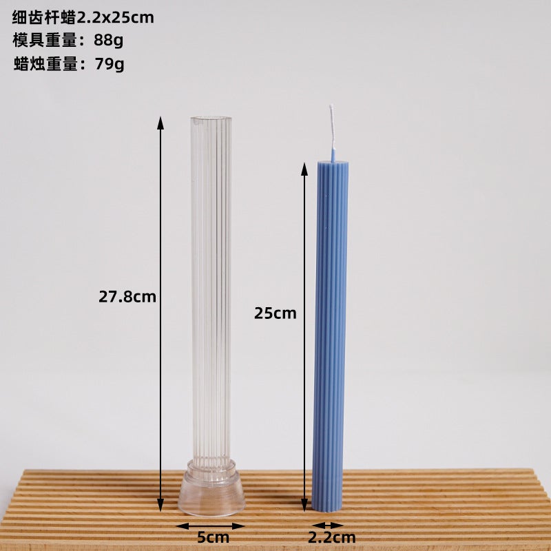 Church Top 2.2Cm Diameter Pointed Top Thin Long Pole Wax Vertical Stripesd Fine Tooth Rod Wax Diy Aromatherapy Candle Plastic Mold - Image 1
