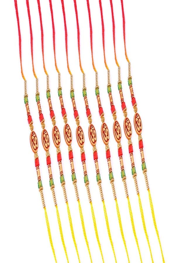 Suninow Designer OM Multicolor Bead Thread Rakhi(Pack of 10)