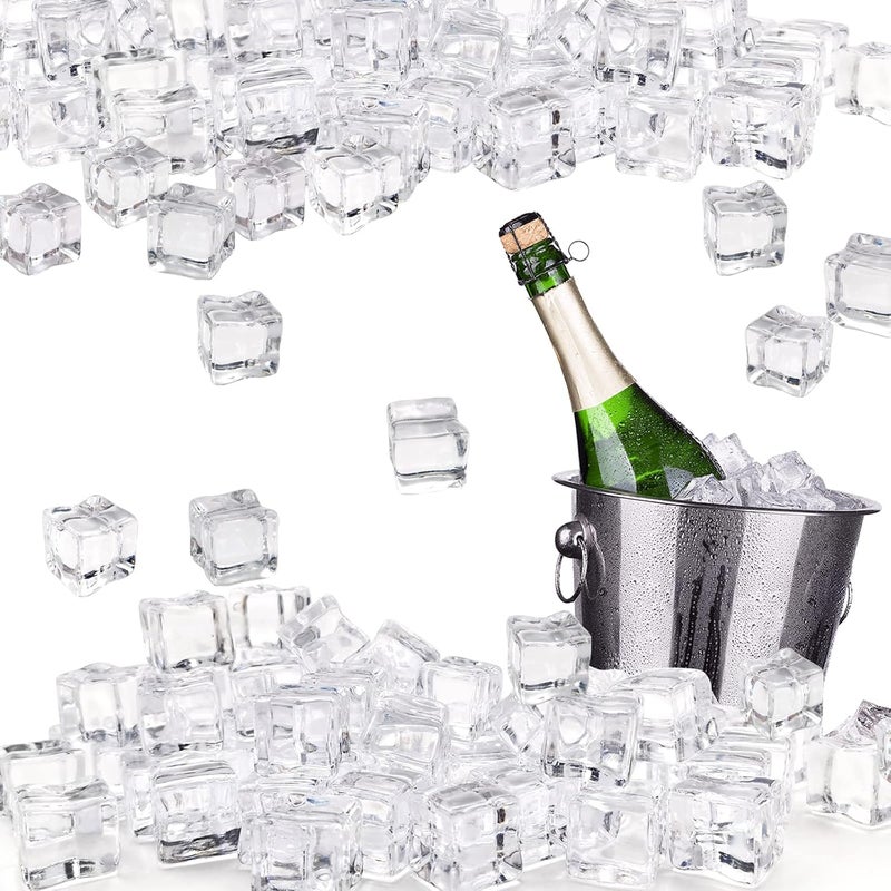 Zalaxt Fake Ice Cubes, 18 mm Fake Ice Rocks 100 pcs Acrylic Ice Rocks, Faux Ice Vase Fillers for Wedding Props - Image 4
