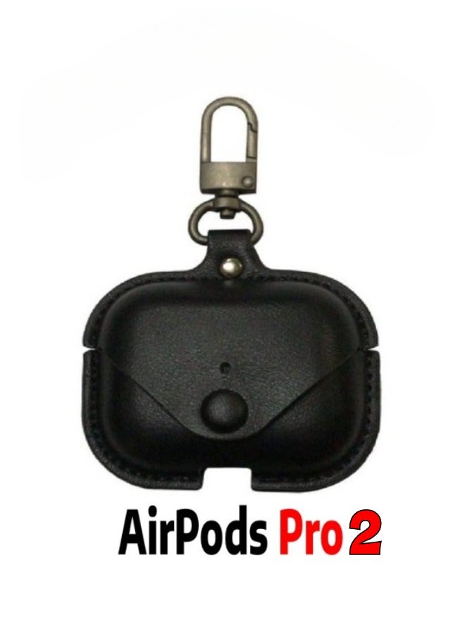 Leather Hook Case For Airpods Pro 2 - Black