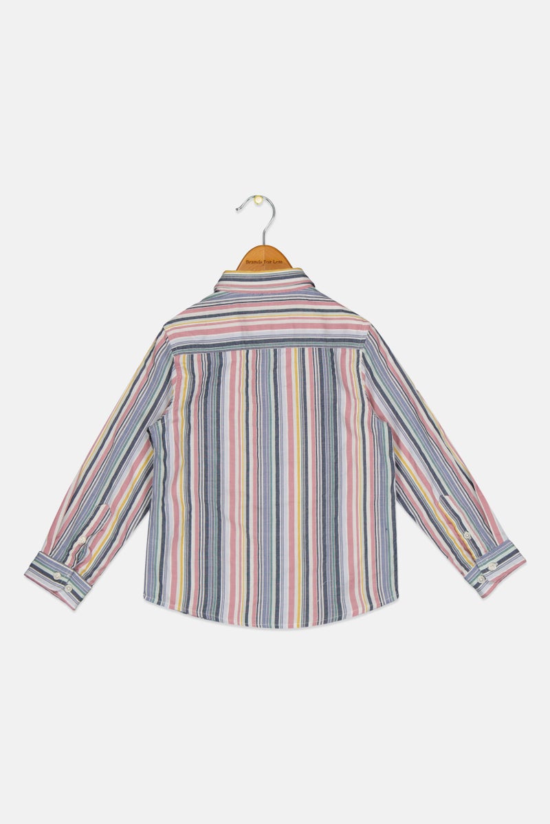 JACK & JONES Kids Boy Stripe Long Sleeve Casual Shirt, Multicolor - Image 3