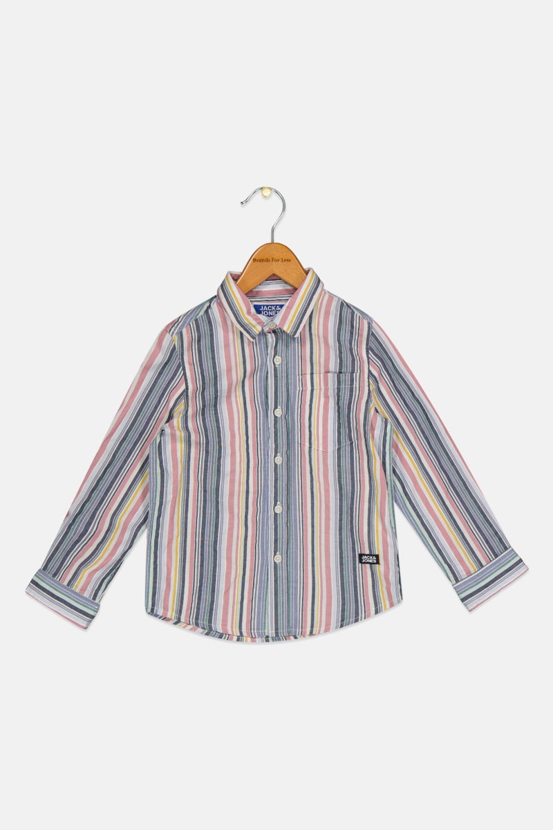 JACK & JONES Kids Boy Stripe Long Sleeve Casual Shirt, Multicolor - Image 2