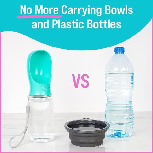 SILENCIO Dog Water Bottle - Water Feeder Leak Proof Portable Puppy Water Dispenser with Drinking Feeder for Pets Outdoor Walking, Hiking, Travel, Food Grade Plastic for Pets (550ml) - Image 2