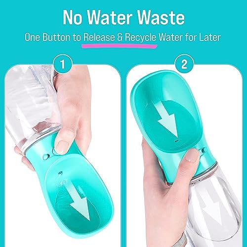 SILENCIO Dog Water Bottle - Water Feeder Leak Proof Portable Puppy Water Dispenser with Drinking Feeder for Pets Outdoor Walking, Hiking, Travel, Food Grade Plastic for Pets (550ml) - Image 3