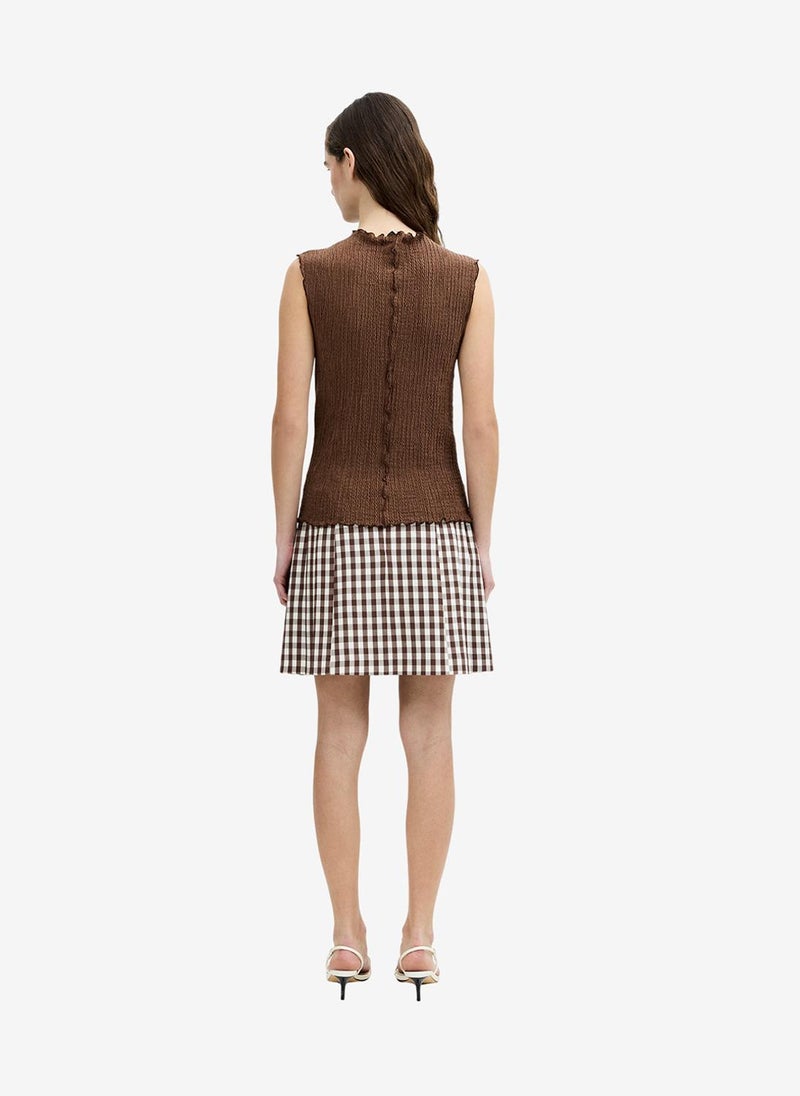 French Connection Women's Andie Textured Sleeveless Brown Top - Image 4