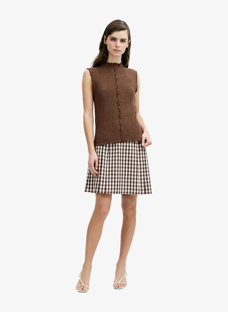 فرنش كونكشن Women's Andie Textured Sleeveless Brown Top