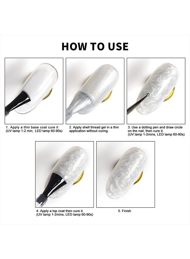 RARJSM Pearl Gel Nail Polish, Light Pink Glitter Drawing Gel Polish Soak Off UV Shimmer Mermaid Nail Gel for Salon Home DIY Manicure Use - Image 5