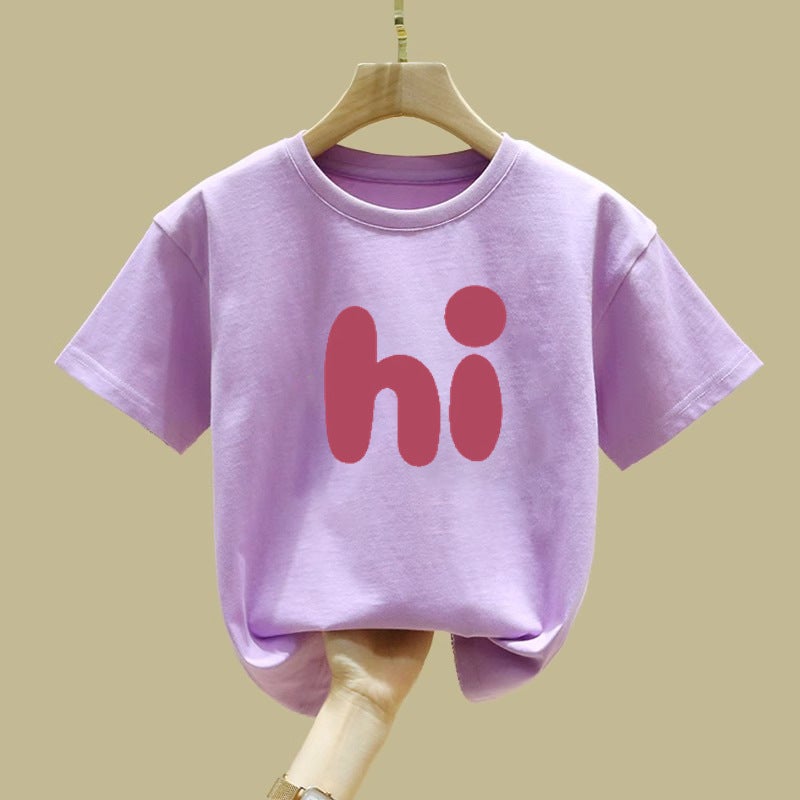 2364# Cotton Round Neck Shoulder T-Shirt Cotton Short Sleeve Men'S And Women'S Children'S Wear Loose Trendy Top - Image 5