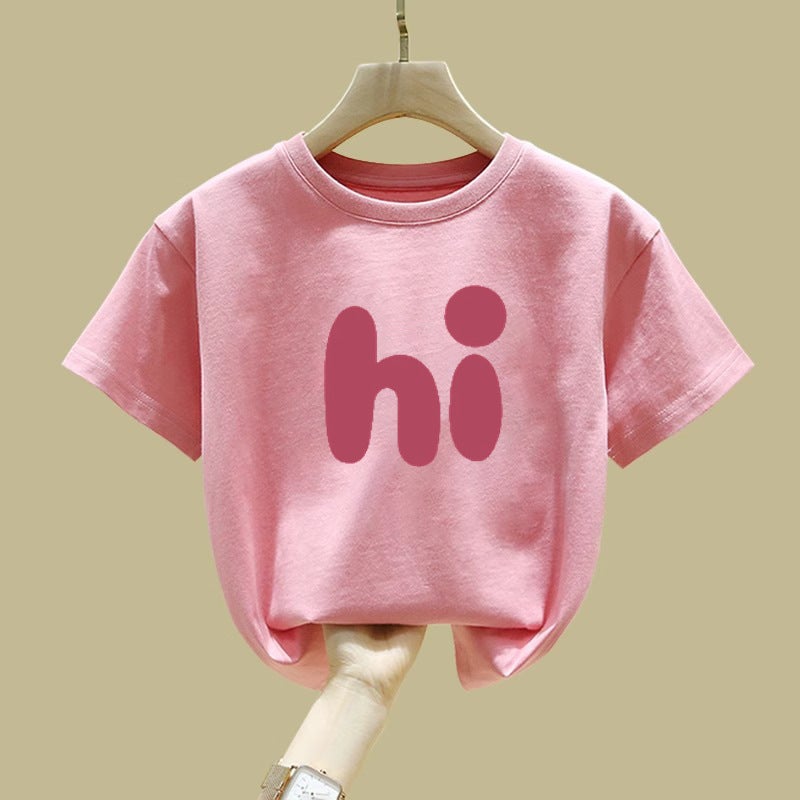 2364# Cotton Round Neck Shoulder T-Shirt Cotton Short Sleeve Men'S And Women'S Children'S Wear Loose Trendy Top - Image 2
