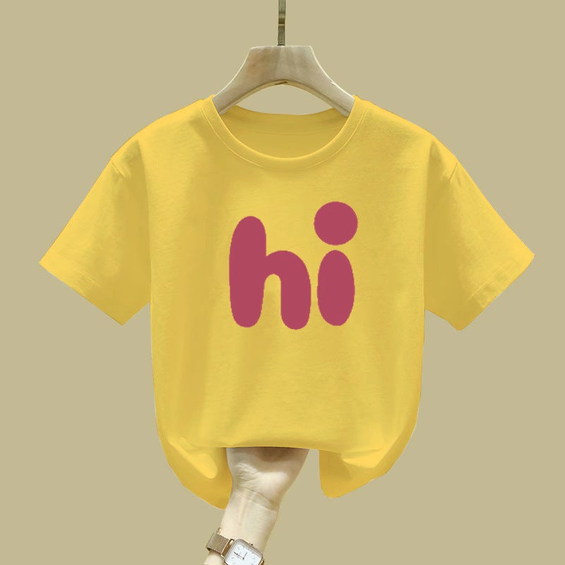2364# Cotton Round Neck Shoulder T-Shirt Cotton Short Sleeve Men'S And Women'S Children'S Wear Loose Trendy Top - Image 1
